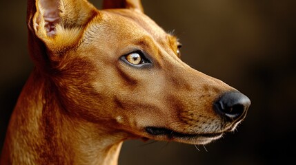 Poster - A close-up shot of a dog's face on a dark background
