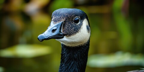 Poster - A close-up shot of a duck's head with a blurry background