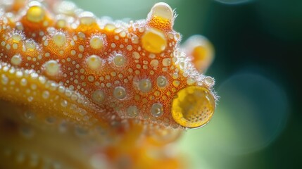 Poster - A close-up shot of a leaf with water droplets on its surface