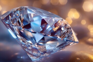 Poster - A close-up view of a diamond sitting on a table, with the surrounding surface in focus