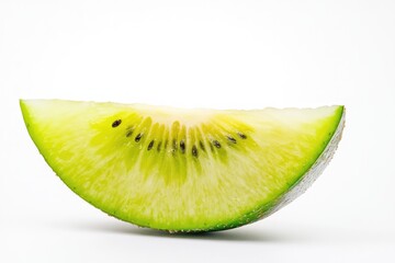 Poster - A single slice of kiwi fruit on a white surface, ready for use