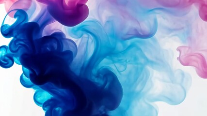 Poster - Abstract blue and pink smoke swirls on light background.