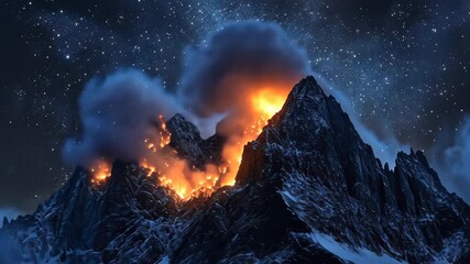 Poster - Stunning time lapse of the Milky Way Galaxy shining over a majestic mountain landscape, Time Lapse - Beautiful Milky Way Galaxy above Mountain Range