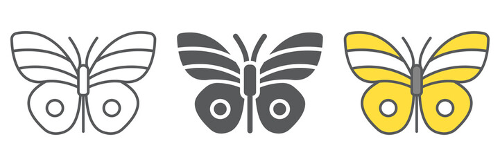 Poster - Butterfly icon collection, easter and summer, insect icon set, vector graphics, a linear pattern on a white background, eps 10