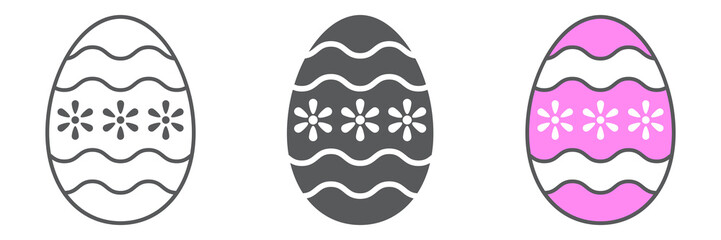 Poster - Easter Egg line icon collection, easter and holiday, decoration egg icon set, vector graphics, a linear pattern on a white background, eps 10
