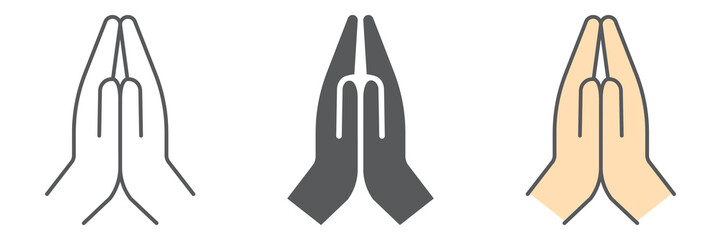 Poster - Pray icon collection, religion and prayer, hands praying icon set, vector graphics, a linear pattern on a white background, eps 10