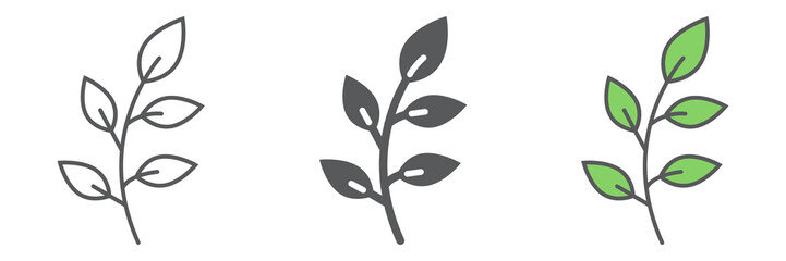 Poster - Branch icon collection, easter and summer, plant icon set, vector graphics, a linear pattern on a white background, eps 10