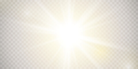 Wall Mural - glow light star, yellow sun rays, gold glare bokeh. flash yellow sun, star flashed with sparkles.