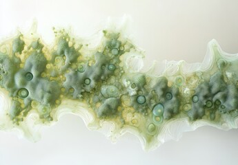 Poster - Abstract green algae pattern on a textured surface showcasing organic forms and intricate details, perfect for backgrounds or nature-themed designs