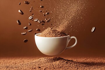 Poster - Coffee and Cocoa Powder in a Cup