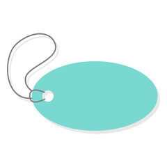 Poster - Blank Price Tag: A minimalist, teal-colored price tag with a string, perfect for displaying price, special offers or any other information you desire.