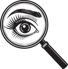 Poster - Isolated black eye with magnifying glass icon Vector, black eye with magnifying glass Silhouette,black eye with magnifying glass icon set, black eye with magnifying glass for logo,color black eye
