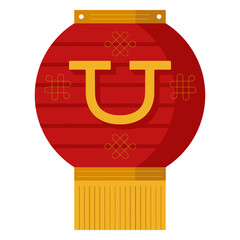 Poster - Festive Lantern Illustration: a vibrant, stylized illustration of a traditional red lantern adorned with gold accents and intricate details, exuding a sense of joy and festivity.