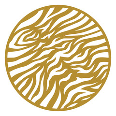 Poster - Golden Abstract Pattern: A captivating abstract pattern of curving, wave-like lines in gold, encased within a circle, creating a sense of movement and fluidity.