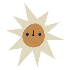 Poster - Sun Illustration: A whimsical sun with radiating rays, personified with a simple face. This vibrant design evokes warmth and joy, perfect for adding a touch of cheerfulness to any project.