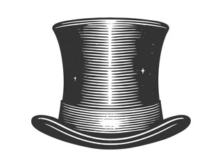 Wall Mural - classic top hat, featuring detailed engraving lines and a traditional design sketch engraving generative ai fictional character vector illustration. Scratch board imitation. Black and white image.