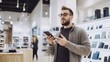 © Velem - Thief alert in a tech store, employee noticing suspicious behavior. Featuring swift response and tech product protection