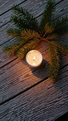 Aufkleber - christmas candle on wooden background