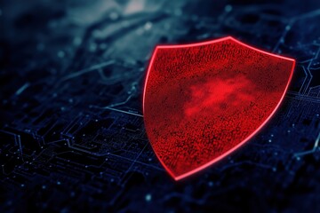 Poster - Abstract Digital Shield Defending Against Incoming Threats with Futuristic Design
