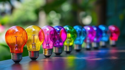 Poster - Colorful Light Bulbs Illuminate Creative Ideas, Inspiring Innovation and Design Solutions Brightly.