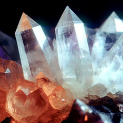 Aufkleber - Translucent crystals harmonize icy blue light with shades of warm glow. Smooth facets create a glow that highlights the delicacy of the shape