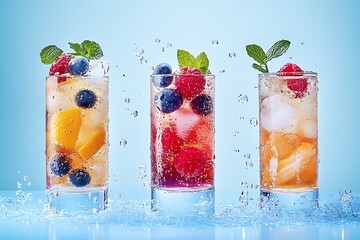 Poster - Refreshing Fruit Drinks with Sparkling Water