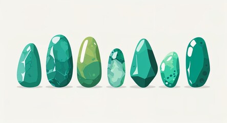 Poster - Set bundle of chrysoprase minimalist childish style illustration on plain white background