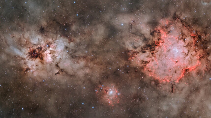Poster - A breathtaking view of colorful nebulae in space, showcasing vibrant gases and cosmic dust against a dark background