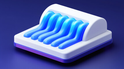 Fototapete - A modern, abstract design featuring flowing shapes and a gradient of blue hues on a sleek white base against a dark background