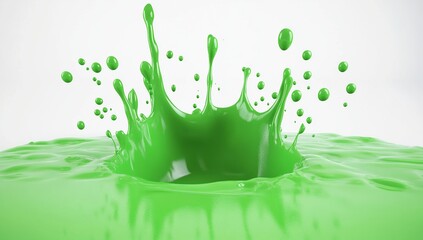 Poster - Vibrant Green Liquid Splash on White Background