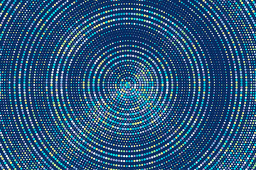 Aufkleber - Blue, green, white colorful halftone festival background. Radial halftone gradient background. Fading effect polka dot multicolor background for fabric, banner, poster, web, wallpaper and more.