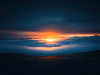 Wall Mural - dramatic sunset over rolling hills