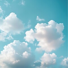 Wall Mural - clouds in a teal blue sky