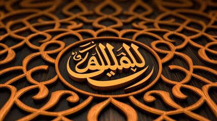 Poster - Elegant arabic calligraphy design art studio graphic artwork cultural environment close-up view tradition and modernity