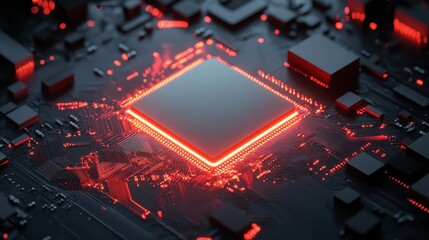 Poster - A glowing electronic circuit board displays intricate technology details beautifully
