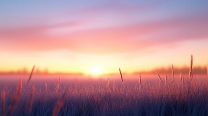 Wall Mural - peaceful wheat field at sunrise