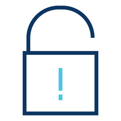 Poster - Unlocked Padlock with Exclamation Point Symbolizing Security Alert or Vulnerability