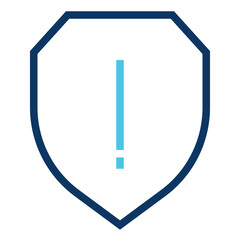 Fototapete - Exclamation Point Shield Icon in Blue Security Warning Illustration