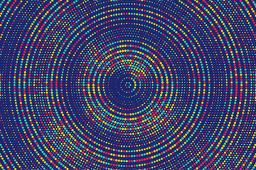 Aufkleber - Yellow, teal, red, blue colorful halftone festival background. Radial halftone gradient background. Fading effect polka dot multicolor background for fabric, banner, poster, web, wallpaper and more.