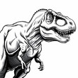 © pascal - Monochrome T-Rex Illustration – Vintage Dinosaur Artwork