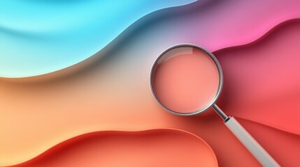 Aufkleber - Magnifying glass over colorful waves abstract art digital design smooth textures vivid colors contemporary style