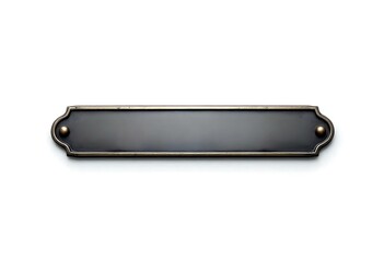 metal dark grey bar shaped nameplate or name tag isolated on white background