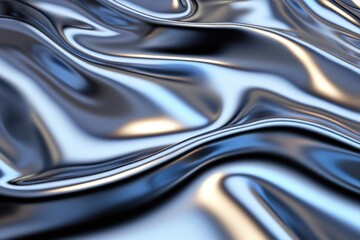 Poster - Flowing metallic texture abstract art digital artwork smooth surface close-up light reflection