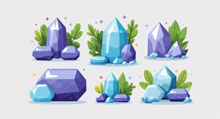 Poster - Set bundle of sodalite minimalist childish style illustration on plain white background