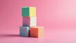 © Sayfar - Sugar cube tower rising from pink background with subtle shine, , stack
