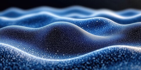 Fototapete - Abstract digital texture with flowing waves of blue and shimmering particles, ideal for computer graphics and design.