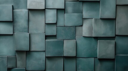 Fototapete - Abstract textured background featuring a grid of teal and gray geometric shapes, ideal for computer graphics and design.