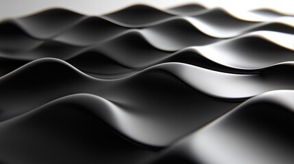 Fototapete - Abstract black wave texture for computer graphics, showcasing smooth curves and depth, ideal for backgrounds and design.