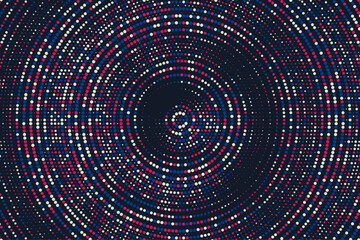 Aufkleber - White, crimson, white, black colorful halftone festival background. Radial halftone gradient background. Fading effect polka dot multicolor background for fabric, banner, poster, web and more.
