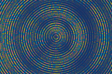 Aufkleber - Yellow, blue, red, green colorful halftone festival background. Radial halftone gradient background. Fading effect polka dot multicolor background for fabric, banner, poster, web, wallpaper and more.